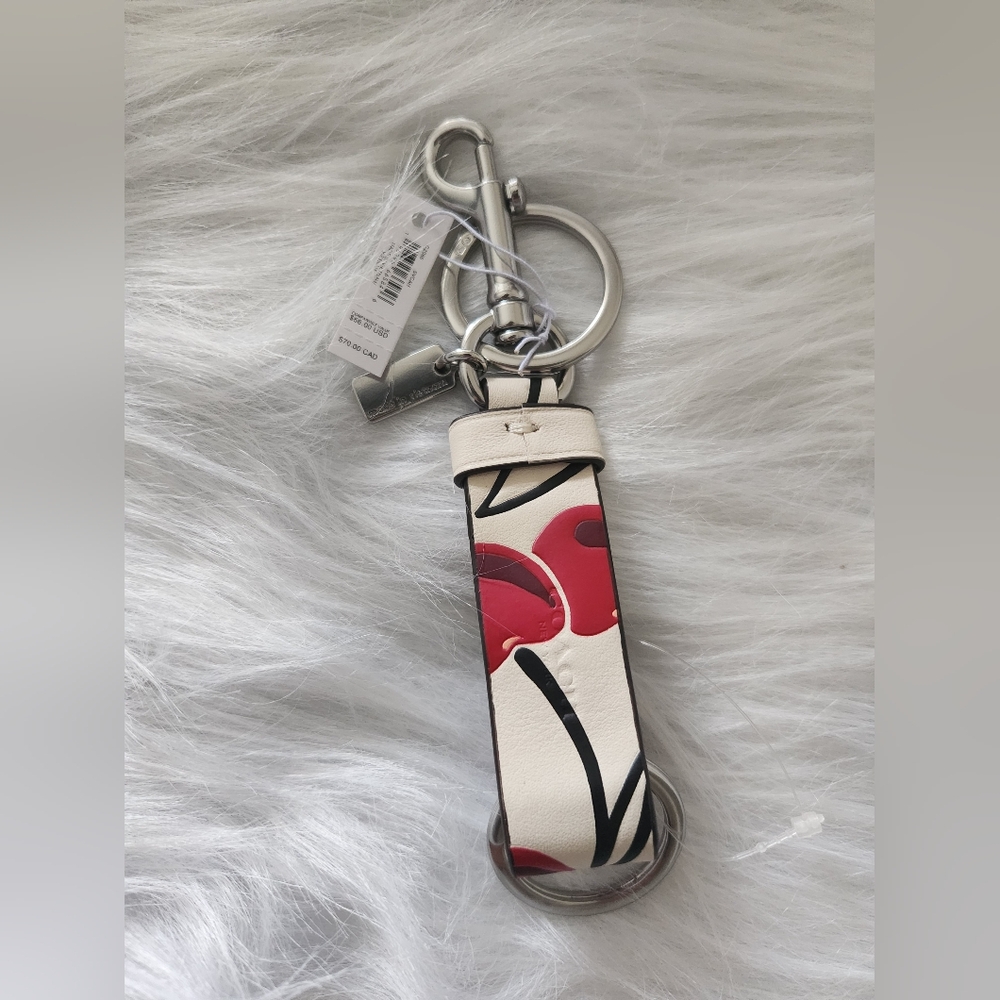 COACH TRIGGER SNAP BAG CHARM Key Chain CHERRY PRINT - Picture 4 of 6